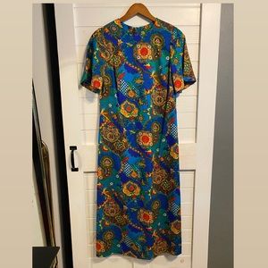 Asian-Inspired 100% Acrylic Hawaiian Maxi Dress